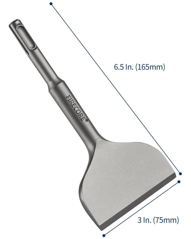 Firecore SDS Plus Chisel 3 Inch Wide by 6.5 Inch Long, Tile Removal Cranked Bent Chisel Bit for SDS Plus Rotary Hammer Drill Tool, Alloy Steel Shovel for Ceramic Tile Cement Thinset Mortar - FS18365 - Image 5