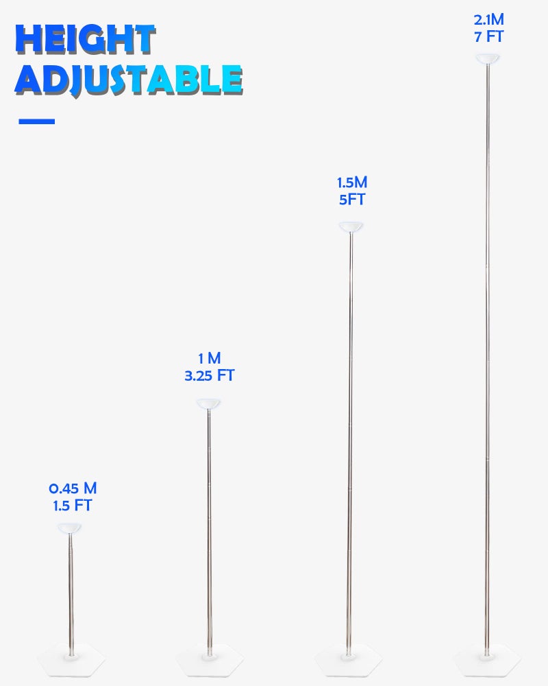 TEKXYZ Telescoping Balloon Stand Set of 4, 1.5ft to 7ft Free Adjustable Metal Balloon Column Stand for Party Decorations - Image 5