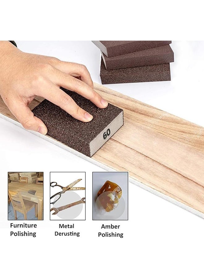 YJ Six-pack of sandpaper blocks, each pack contains 6 grit types: 60/80/120/220/180/150. Washable and reusable handmade sanding sponges, suitable for wood, drywall, and metal putty. - Image 3