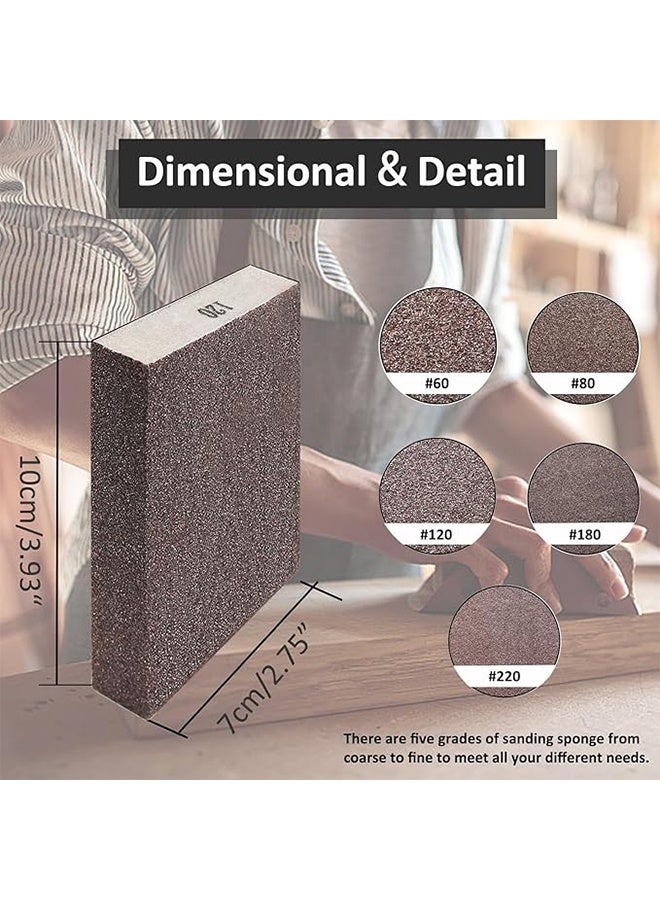 YJ Six-pack of sandpaper blocks, each pack contains 6 grit types: 60/80/120/220/180/150. Washable and reusable handmade sanding sponges, suitable for wood, drywall, and metal putty. - Image 2
