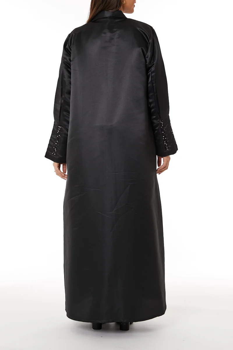 Moistreet  Satin Lapel Collar Abaya for Women | Best Price UAE