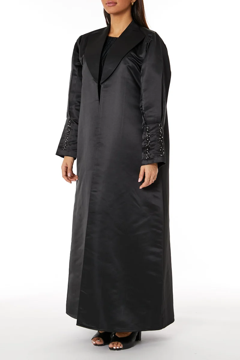 Moistreet  Satin Lapel Collar Abaya for Women | Best Price UAE