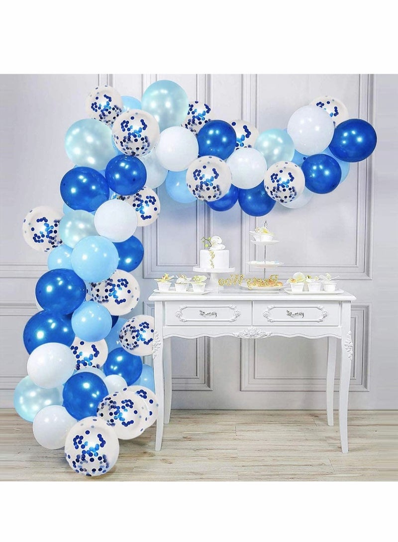 50 Light Blue and White 12 Inch Balloons for Birthday and Wedding Party Decorations - Image 1