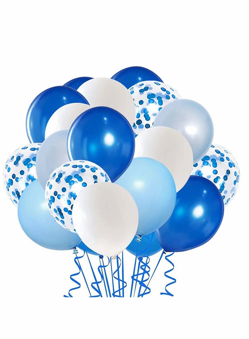 50 Light Blue and White 12 Inch Balloons for Birthday and Wedding Party Decorations - Image 2