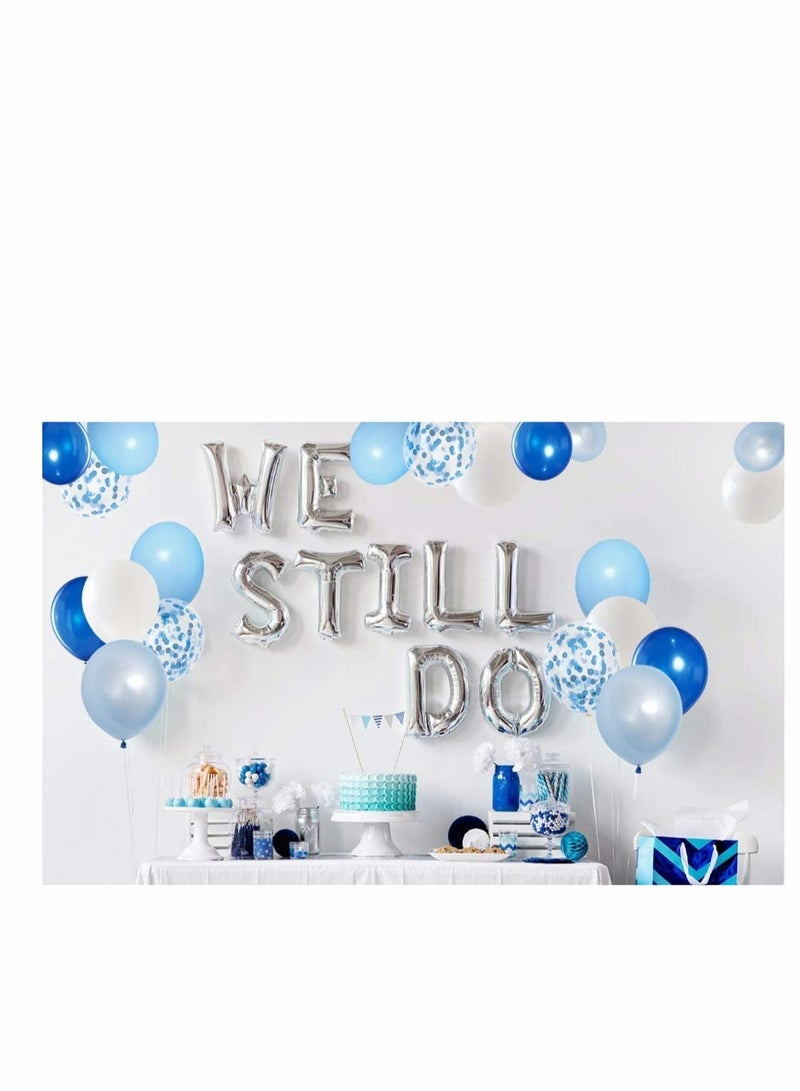 50 Light Blue and White 12 Inch Balloons for Birthday and Wedding Party Decorations - Image 4