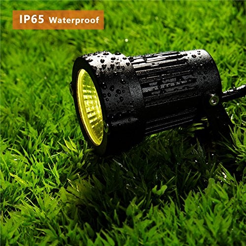 Z_جوده وثقه Z Outdoor Landscape LED Lighting 5W Waterproof Graden Lights COB Led Spotlights with Spiked Stand for Lawn Decorative Lamp US 3- Plug 3500K Warm White Lights (2 Packs) - Image 4