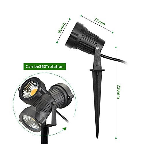 Z_جوده وثقه Z Outdoor Landscape LED Lighting 5W Waterproof Graden Lights COB Led Spotlights with Spiked Stand for Lawn Decorative Lamp US 3- Plug 3500K Warm White Lights (2 Packs) - Image 2