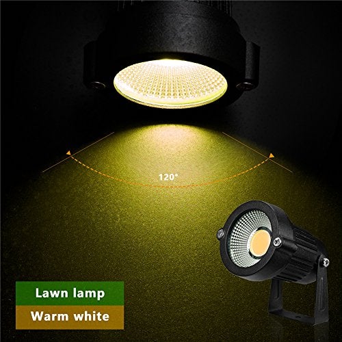 Z_جوده وثقه Z Outdoor Landscape LED Lighting 5W Waterproof Graden Lights COB Led Spotlights with Spiked Stand for Lawn Decorative Lamp US 3- Plug 3500K Warm White Lights (2 Packs) - Image 3