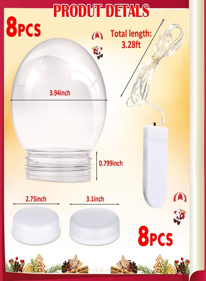ياهيندا مجموعة ياهيندا المكونة من 8 كرات ثلجية، كرة مائية بلاستيكية شفافة مقاس 3.9 بوصة مع أضواء سلسلة بيضاء دافئة، مثالية لأعياد الميلاد، اصنعها بنفسك، جرة كرة ثلجية للأعمال اليدوية، ديكور منزلي، غرفة نوم، هدايا تذكارية، هدايا نباتية - Image 2