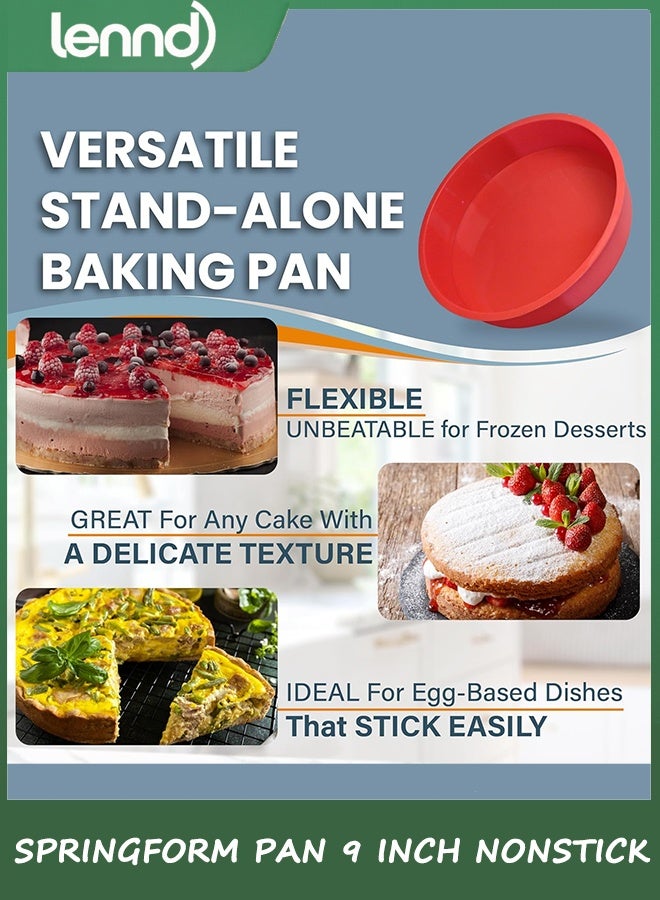 لينند قوالب سبرينغ فورم غير لاصقة مقاس 9 بوصات - قوالب تشيز كيك سبرينغ فورم مقاس 9 بوصات مع واقي سيليكون مانع للتسرب - قوالب سبرينغ فورم مقاس 9 بوصات - قوالب تشيز كيك للخبز في حمام مائي بدون غلاف من رقائق الألومنيوم - Image 4
