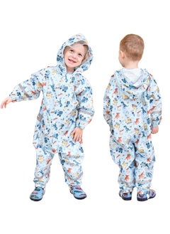 Kids Toddler Rain Suit for Boys Girls One Piece Hoodie Zipper Cartoon Waterproof Coverall Rain Jacket 8-10 Years 2XL Size