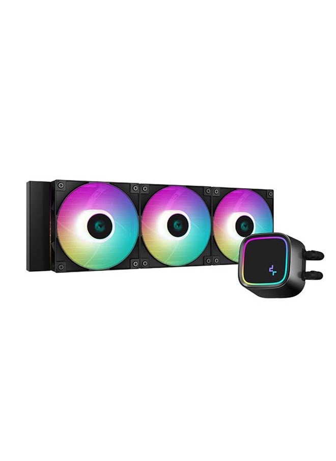 DEEPCOOL Deepcool LE720 ARGB AIO مبرد وحدة المعالجة المركزية السائل، مشعاع 360 مم، 3 مراوح aRGB عالية الأداء، سرعة المروحة 500 ~ 2250 دورة في الدقيقة، تدفق هواء مروحة 85.85 CFM، نوع محمل مائي، أسود | R-LE720-BKAMMN-G-1  - Image 1