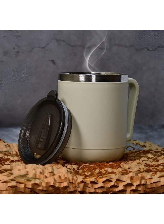 GANESH N-Joy Unbreakable Mugs with Cap Stainless Steel Plastic Covered Travel Mug with lid for Tea, Coffee, Milk (400ml) - Image 3