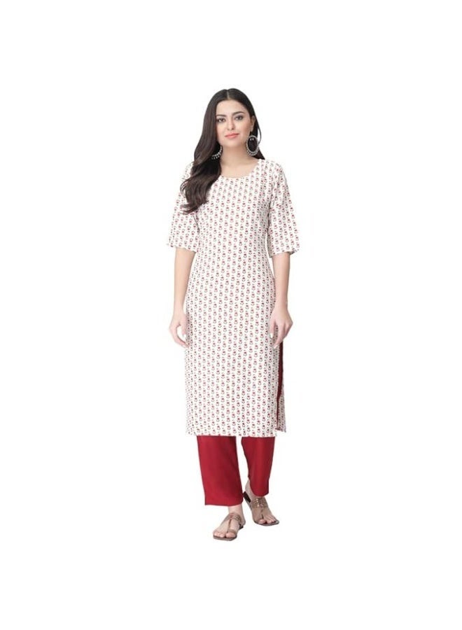 Pinkmint store Women's Crepe Straight Kurta and Pant Set 2XL - Image 1
