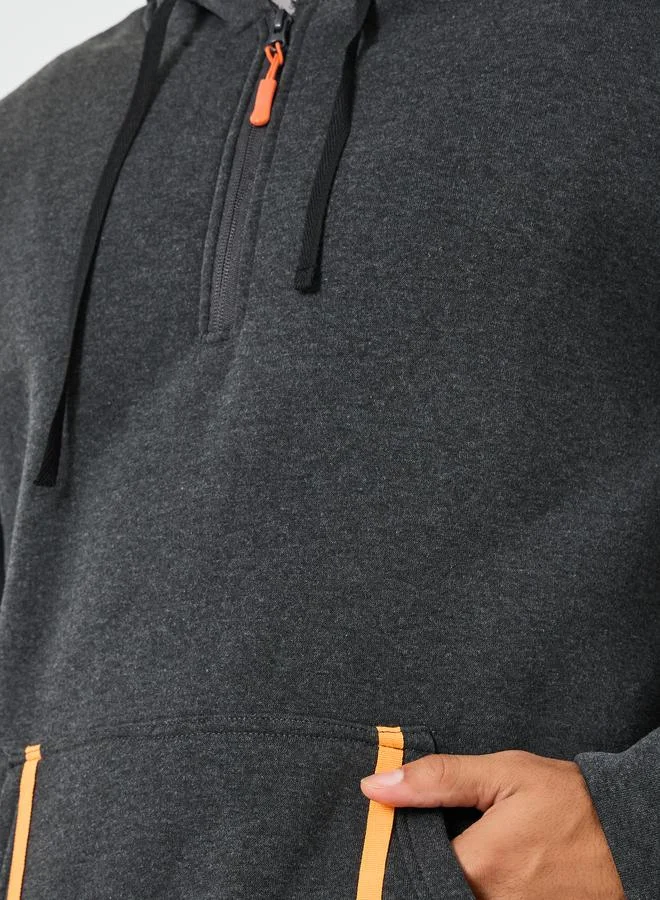 Take Two  Men Grey Half-Zip Hoodie with Kangaroo Pocket for Men | Best Price UAE
