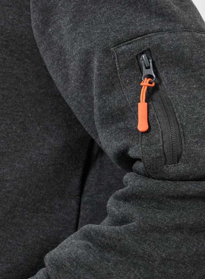 Take Two  Men Grey Half-Zip Hoodie with Kangaroo Pocket for Men | Best Price UAE