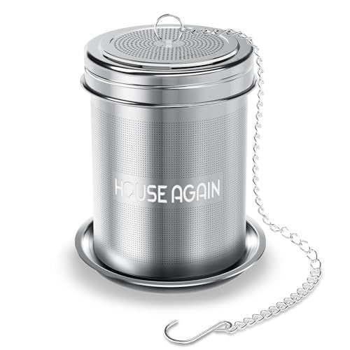 House Again Large Tea Infuser, Extra Fine Mesh Tea Strainers for Loose Tea, 18/8 Stainless Steel Tea Strainer with Extended Chain Hook, Tea Steeper for Brew Tea, Spices & Seasonings, for Multi Cups - Image 1