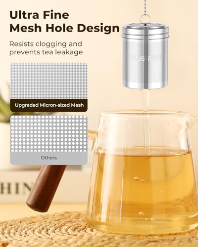 House Again Large Tea Infuser, Extra Fine Mesh Tea Strainers for Loose Tea, 18/8 Stainless Steel Tea Strainer with Extended Chain Hook, Tea Steeper for Brew Tea, Spices & Seasonings, for Multi Cups - Image 4
