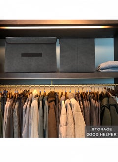 nihao 6PCS Imitation Linen Storage Box Foldable Storage Box, Non-Woven Fabric, Flip Storage Box, With Handles, Clothing, Toys, Home Wardrobe Storage and Organizing Box(Grey-24*36*23CM*3PCS+16*25*19CM*3PCS)  - Image 4