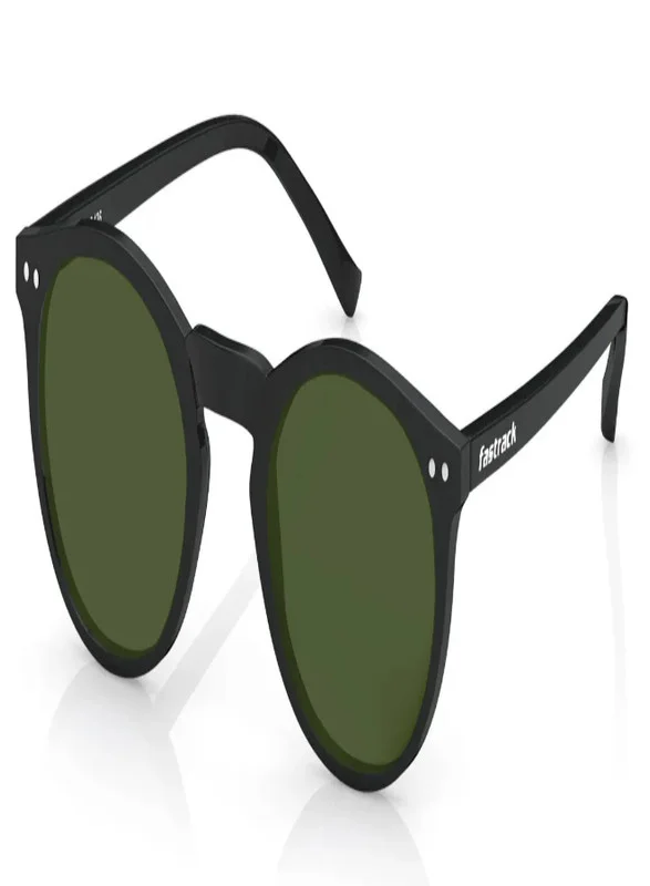 fastrack Black Round Unisex Sunglasses (P383GR8P|49)