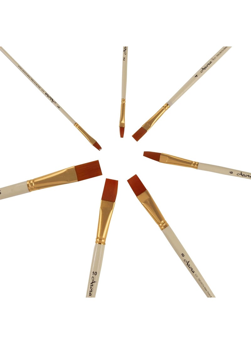 Arora Arora Synthetic Flat Tip Paintbrushes of 7pc for Watercolor and Acrylic Painting  - Image 5