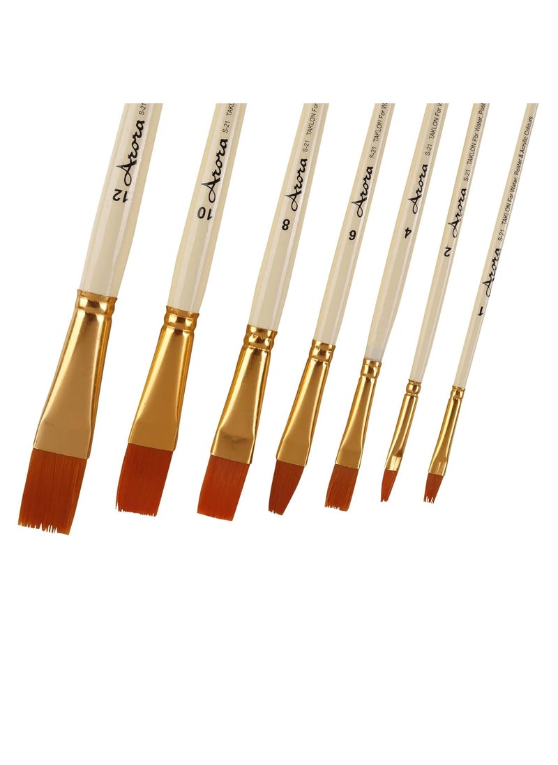 Arora Arora Synthetic Flat Tip Paintbrushes of 7pc for Watercolor and Acrylic Painting  - Image 2