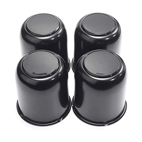 RTrhinoTuning 4PCS 3.19" Hub 3.78" H Trailers Trucks Wheel Center Caps Steel Hub Caps Push Through Center Caps for Rims Black - Image 1