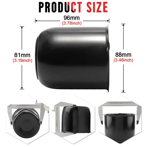 RTrhinoTuning 4PCS 3.19" Hub 3.78" H Trailers Trucks Wheel Center Caps Steel Hub Caps Push Through Center Caps for Rims Black - Image 2