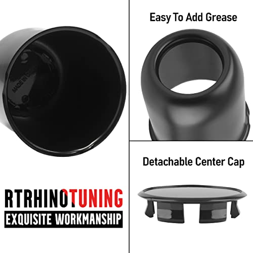 RTrhinoTuning 4PCS 3.19" Hub 3.78" H Trailers Trucks Wheel Center Caps Steel Hub Caps Push Through Center Caps for Rims Black - Image 4