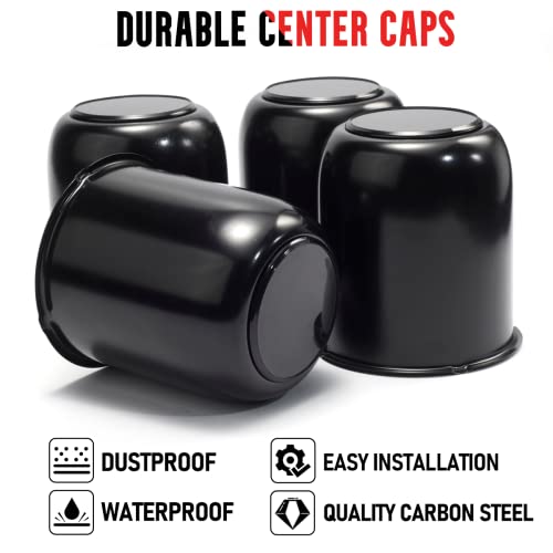 RTrhinoTuning 4PCS 3.19" Hub 3.78" H Trailers Trucks Wheel Center Caps Steel Hub Caps Push Through Center Caps for Rims Black - Image 5