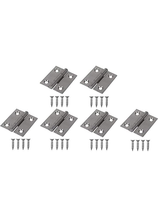 Biella Biella™ 6Pcs Folding Butt Hinges- Inner Door Butt Hinge with Mounting Screws for Cupboard, Cabinet, Windows, Jewellery Box Home Furniture Hardware Cabinets-2Inch  - Image 1