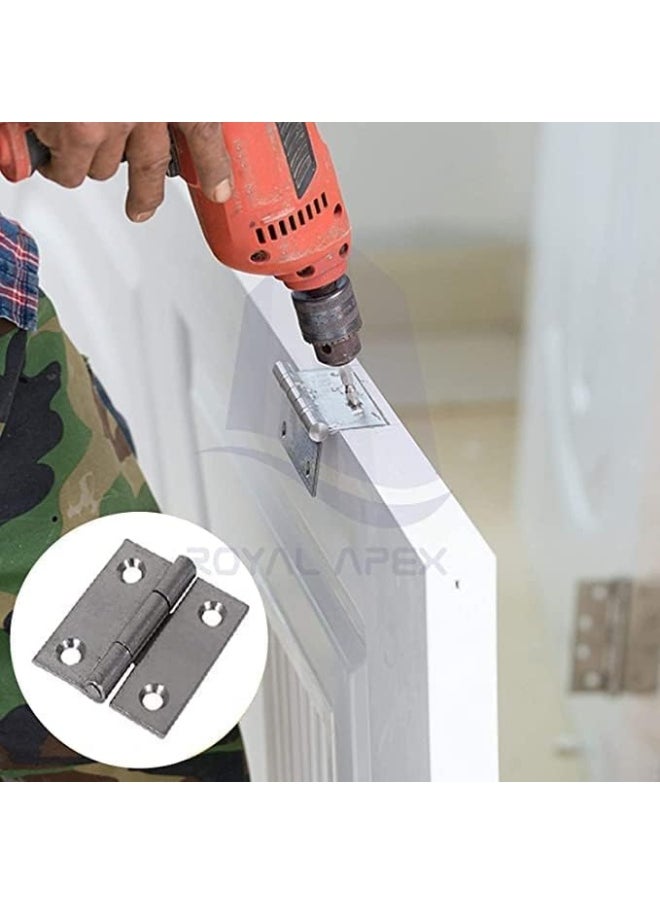 Biella Biella™ 6Pcs Folding Butt Hinges- Inner Door Butt Hinge with Mounting Screws for Cupboard, Cabinet, Windows, Jewellery Box Home Furniture Hardware Cabinets-2Inch  - Image 4