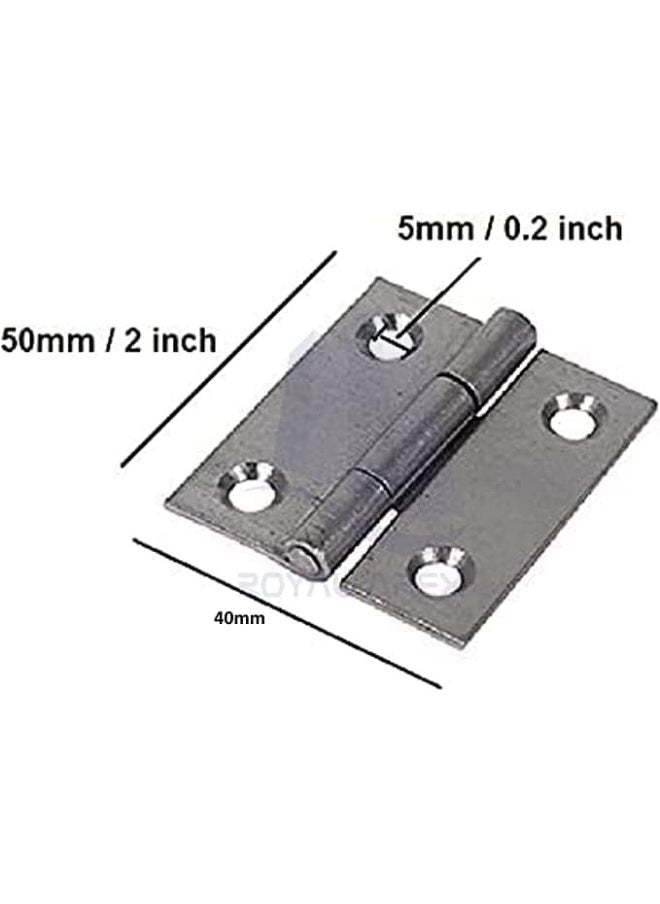 Biella Biella™ 6Pcs Folding Butt Hinges- Inner Door Butt Hinge with Mounting Screws for Cupboard, Cabinet, Windows, Jewellery Box Home Furniture Hardware Cabinets-2Inch  - Image 2