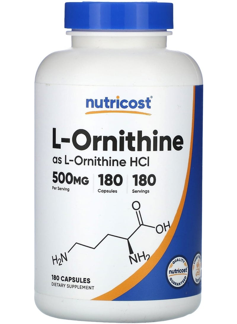 Nutricost L-Ornithine, 500 mg, 180 Capsules