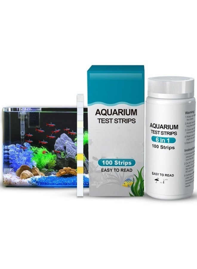 GMORO 7-in-1 Aquarium Test Strips, 100 Pieces, Premium Fiber, Hardness, Nitrate, Nitrite, Cl2, Total Alkalinity, Carbonate, pH, Fresh/Saltwater, Fish Tank/Pond - Image 1