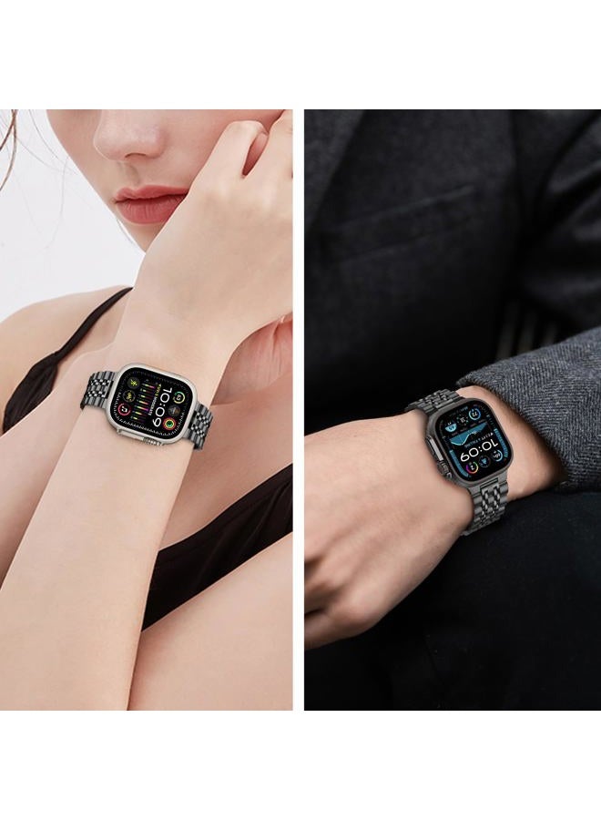 Tasikar سوار متوافق مع ساعة آبل ألترا 2 سوار ألترا 49 مم، حزام للرجال والنساء من الفولاذ المقاوم للصدأ، سوار معدني متوافق مع ساعة آبل ألترا 2 ألترا، 49 مم أسود - Image 4