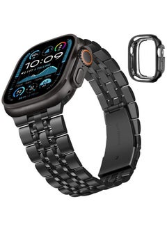Tasikar Band Compatible with Apple Watch Ultra 2 Ultra Band 49mm, Men Women Strap Solid Stainless Steel Metal Bracelet Compatible for Apple Watch Ultra 2 Ultra, 49mm Black  - Image 2