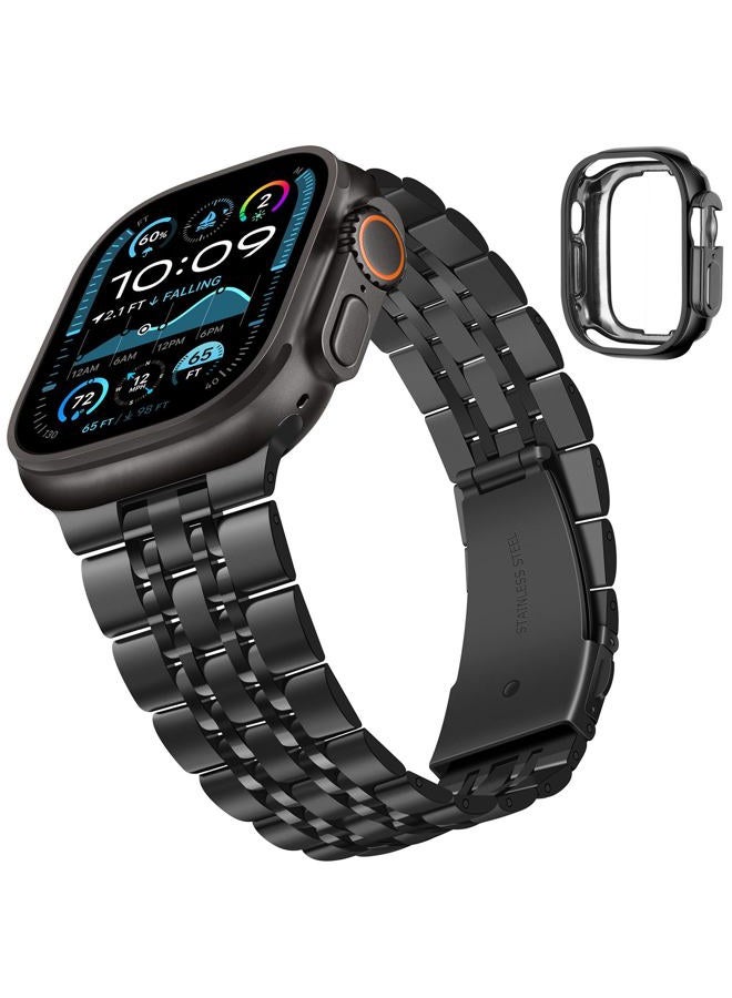 Tasikar سوار متوافق مع ساعة آبل ألترا 2 سوار ألترا 49 مم، حزام للرجال والنساء من الفولاذ المقاوم للصدأ، سوار معدني متوافق مع ساعة آبل ألترا 2 ألترا، 49 مم أسود - Image 2