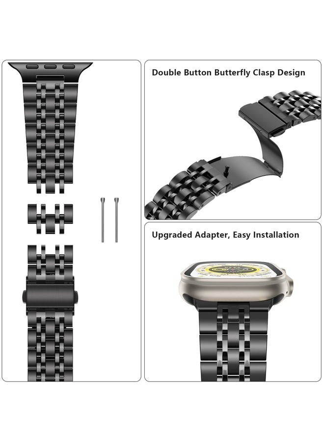 Tasikar سوار متوافق مع ساعة آبل ألترا 2 سوار ألترا 49 مم، حزام للرجال والنساء من الفولاذ المقاوم للصدأ، سوار معدني متوافق مع ساعة آبل ألترا 2 ألترا، 49 مم أسود - Image 5