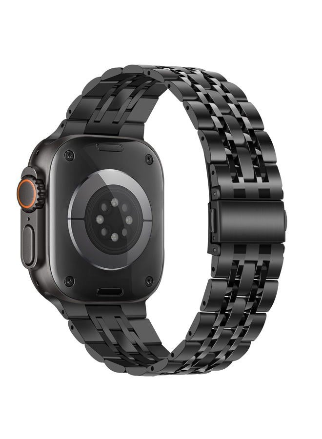 Tasikar سوار متوافق مع ساعة آبل ألترا 2 سوار ألترا 49 مم، حزام للرجال والنساء من الفولاذ المقاوم للصدأ، سوار معدني متوافق مع ساعة آبل ألترا 2 ألترا، 49 مم أسود - Image 3