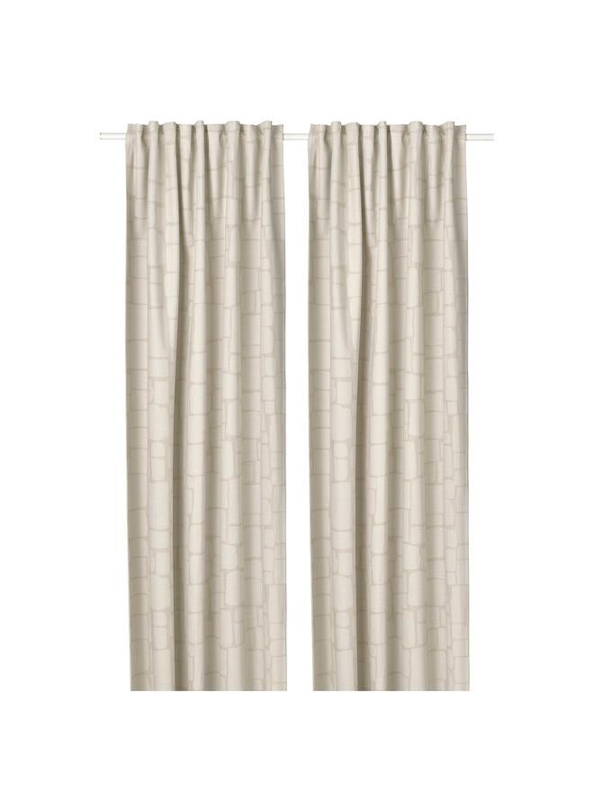 erorex Block-out curtains, 1 pair, beige/with heading tape, 145x300 cm - Image 1