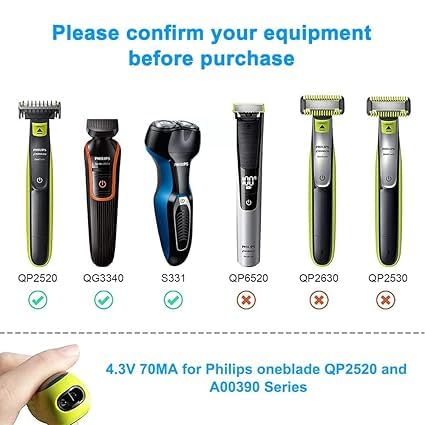 VNJ A00390 Replacement 4.3V Replacement Charger Cord for Philips Norelco Oneblade Charger Qp2520 Series Qp2520/90 Qp2520/70 Qp2520/72 Electric Razor Beard Trimmer Adapter - Image 4