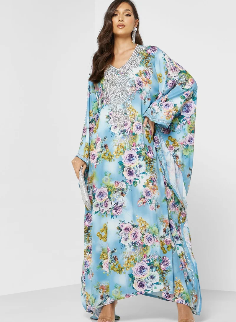ARABIAN CLOSET Floral Printed Kaftan