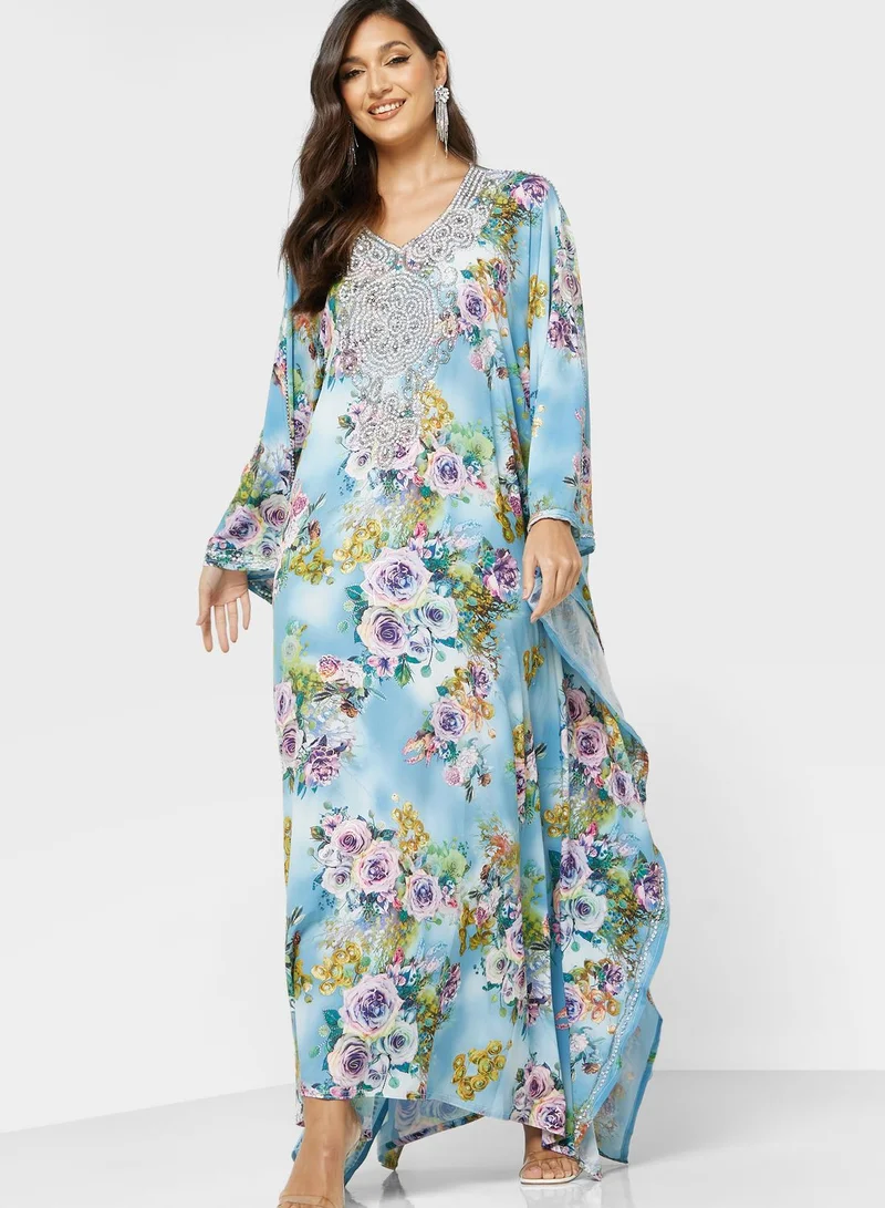 ARABIAN CLOSET Floral Printed Kaftan
