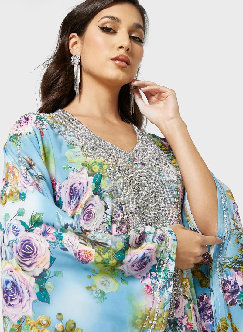 ARABIAN CLOSET Floral Printed Kaftan
