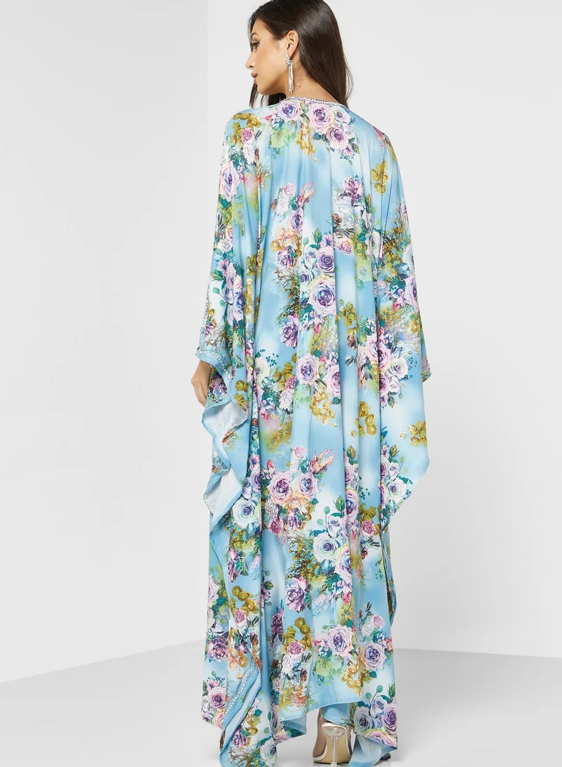 ARABIAN CLOSET Floral Printed Kaftan