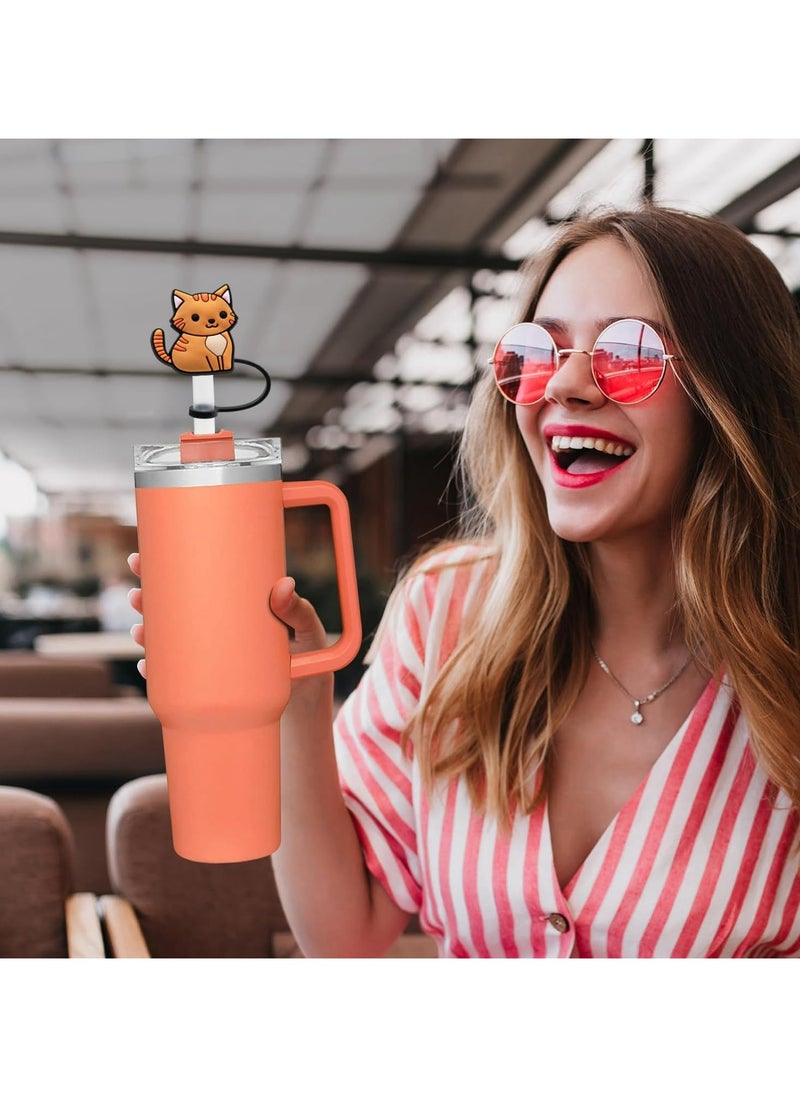 Oasisgalore 6Pcs Silicone Straw Covers - Cute Cat Design for Stanley Tumblers, Reusable & 8mm Fit  - Image 5