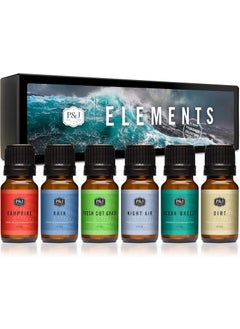 P&J Trading P&J Trading Fragrance Oil Elements Set | Campfire, Night Air, Ocean Breeze, Dirt, Rain, Fresh Cut Grass Candle Scents for Candle Making, Freshie Scents, Soap Making Supplies 