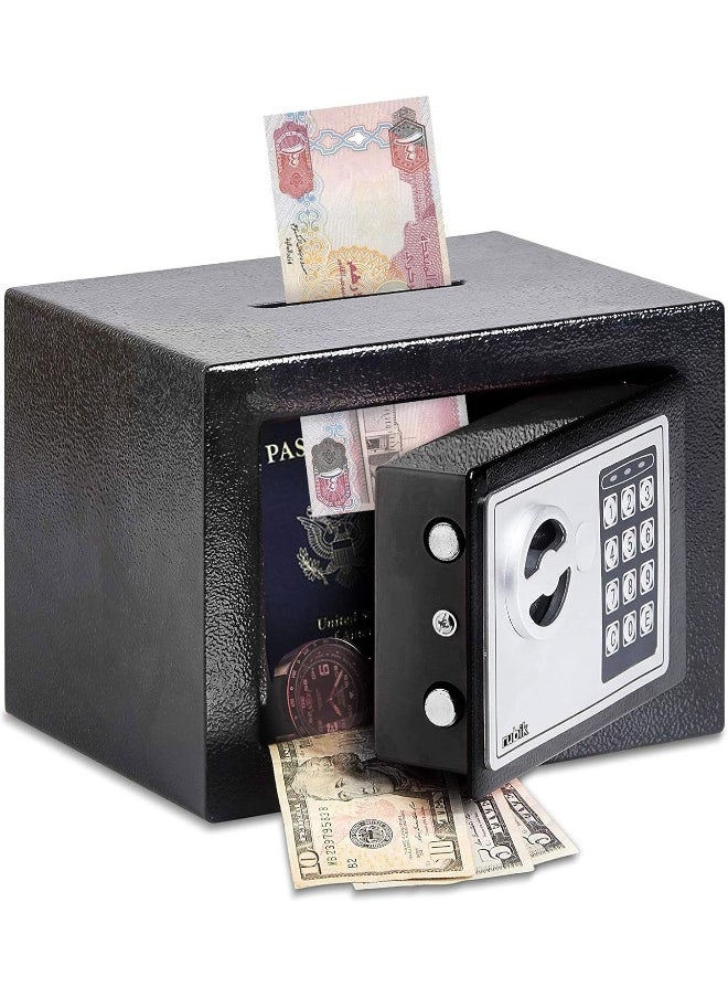 Rubik - Cash Deposit Drop Slot Safe Box Small with Key and Pin Code Option (Black) - Image 1
