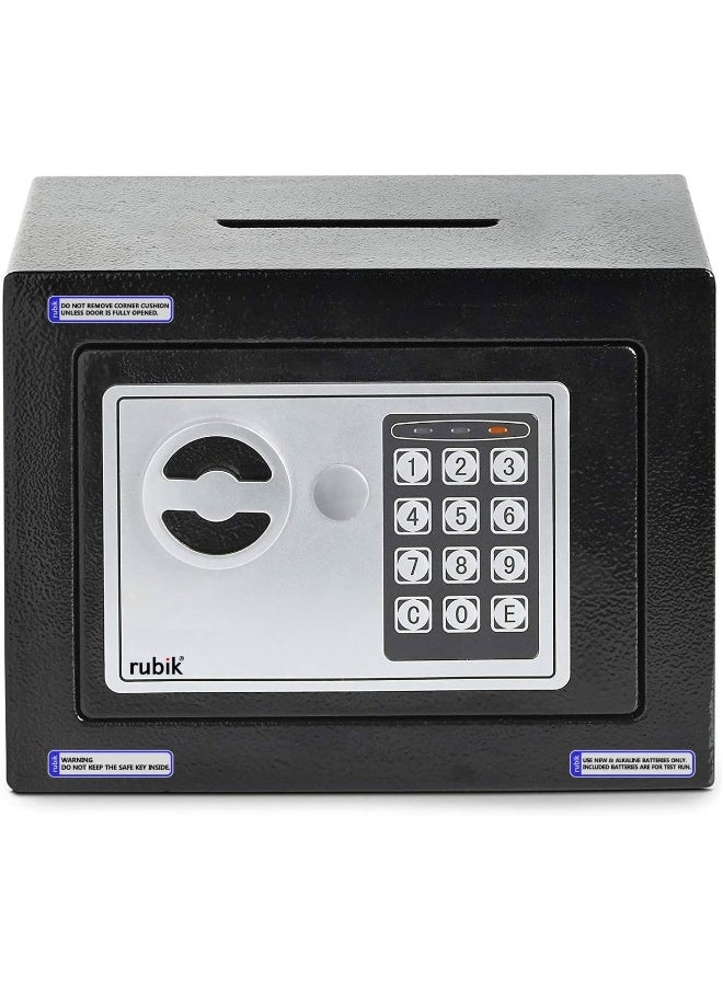 Rubik - Cash Deposit Drop Slot Safe Box Small with Key and Pin Code Option (Black) - Image 1